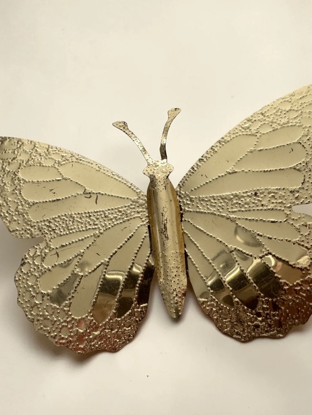 Vintage Gold Metal Butterfly Wall Decor Set of 3 Embossed Dimensional
